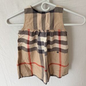 Burberry Kids Nova Check Dress 2Y Beige Plaid Sleeveless Cotton Pocket